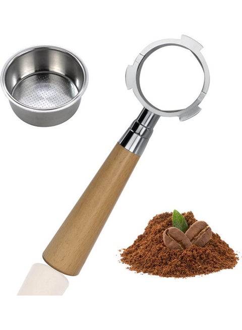 Bottomless Portafilter With Cup Filter Basket Silver/Beige 51mm