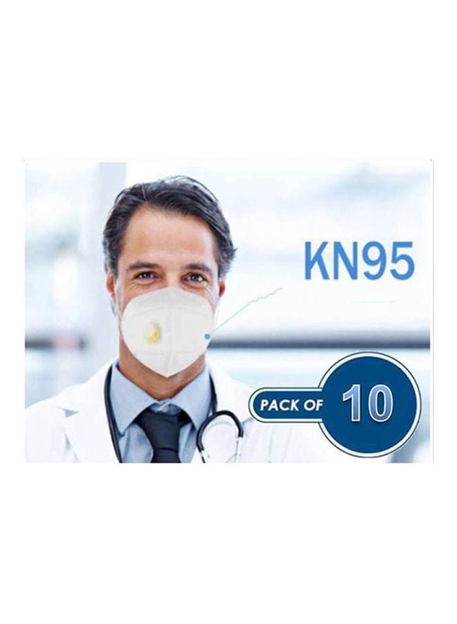 Generic KN95 - Series Folding Mask With Breathing Filter -nose Support - 10 Pcs – White Design - Image 1