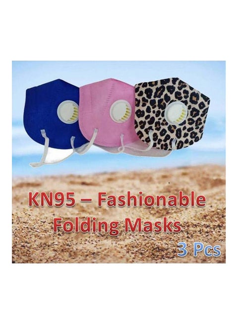 Kn95 - Fashionable Folding Masks - Breathing Valve - Ear Loop - 3 Pcs