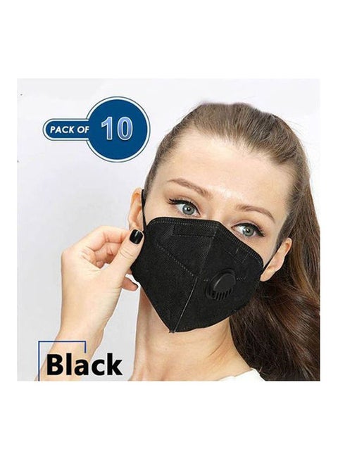 KN95 - Series Folding Mask With Breathing Filter -nose Support - 10 Pcs – Black Design