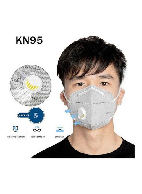 KN95 - Series Folding Mask With Breathing Filter -nose Support - 5 Pcs – Grey Design