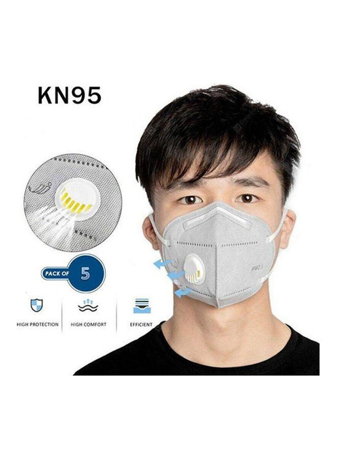 Generic - KN95 - Series Folding Mask With Breathing Filter -nose Support - 5 Pcs – Grey Design - Image 1