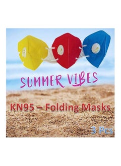 Kn95 - Summer Vibes Folding Masks Breathing Valve - Ear Loop - 3 Pcs