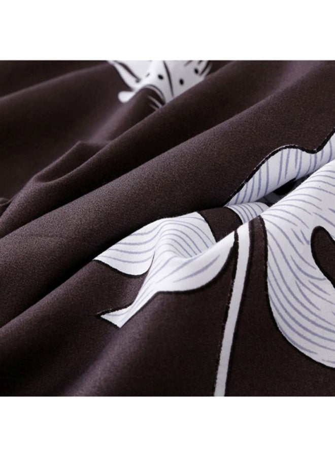 بيوينتي طقم أغطية سرير بطبعة ورقة شجر مكون من 4- قطع مختلط البني/الأبيض Quilt Cover 200x230 Cm Bedsheet 230x230 Cm Pillowcase 48x74سم - Image 4