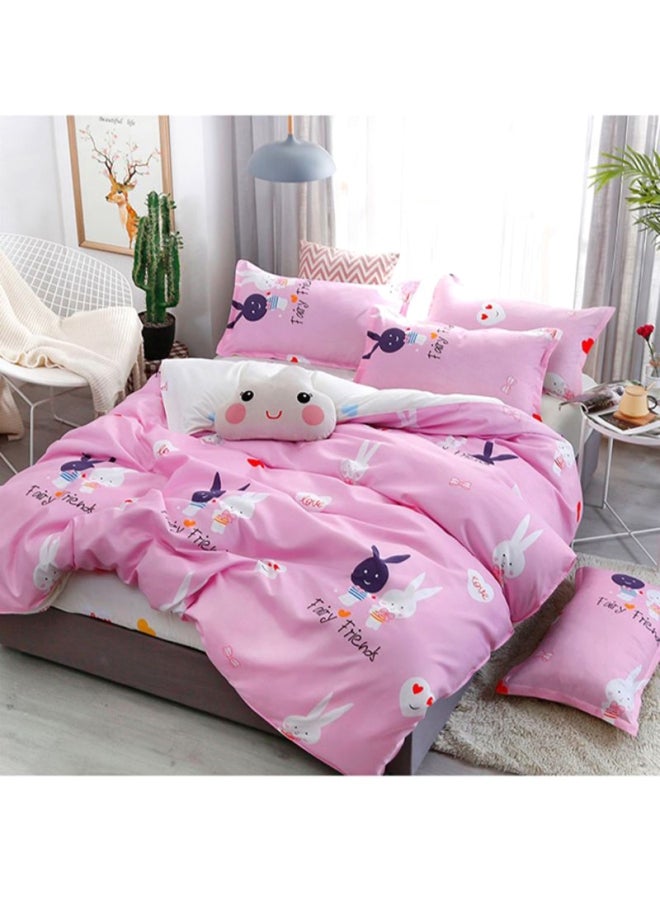 Beauenty 4-Piece Bedding Set fabric Pink/Black Quilt Cover 180x220 Cm, Bed Sheet 230x230 Cm, Pillow Cover 48x74cm - Image 1