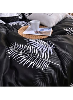 Beauenty 4-Piece Bedding Set Fabric Black/White Quilt Cover 220x240 cm, Bed Sheet 230x250 cm, Pillow Cover 48x74cm  - Image 4