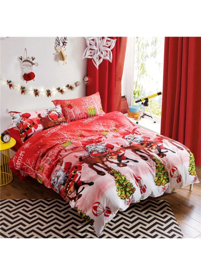 ديسديل طقم مفرش سرير بتصميم ملائم للكريسماس مكون من 4 قطع polyester أخضر/ أبيض/ أحمر  - Image 1