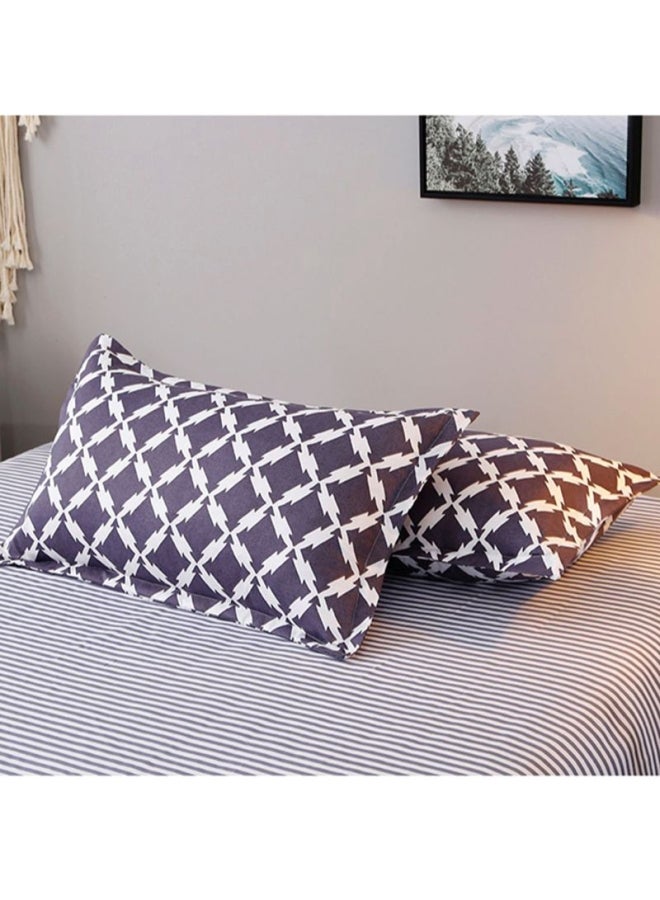 بيوينتي طقم شرشف سرير مزين بطبعة مكون من 4 قطع مختلط أسود/ أبيض Quilt Cover 200x230 cm, Bedsheet 230x230 cm, Pillowcase 48x74سم  - Image 2