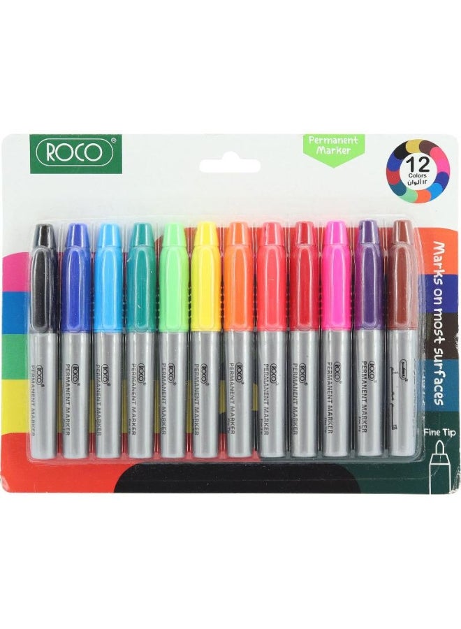 ROCO 12 Piece Permanent Marker Set Multicolour 