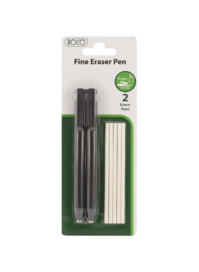 روكو مجموعة أقلام آرتست بممحاة وعبوة إعادة تعبئة من قطعتين أسود - Image 1