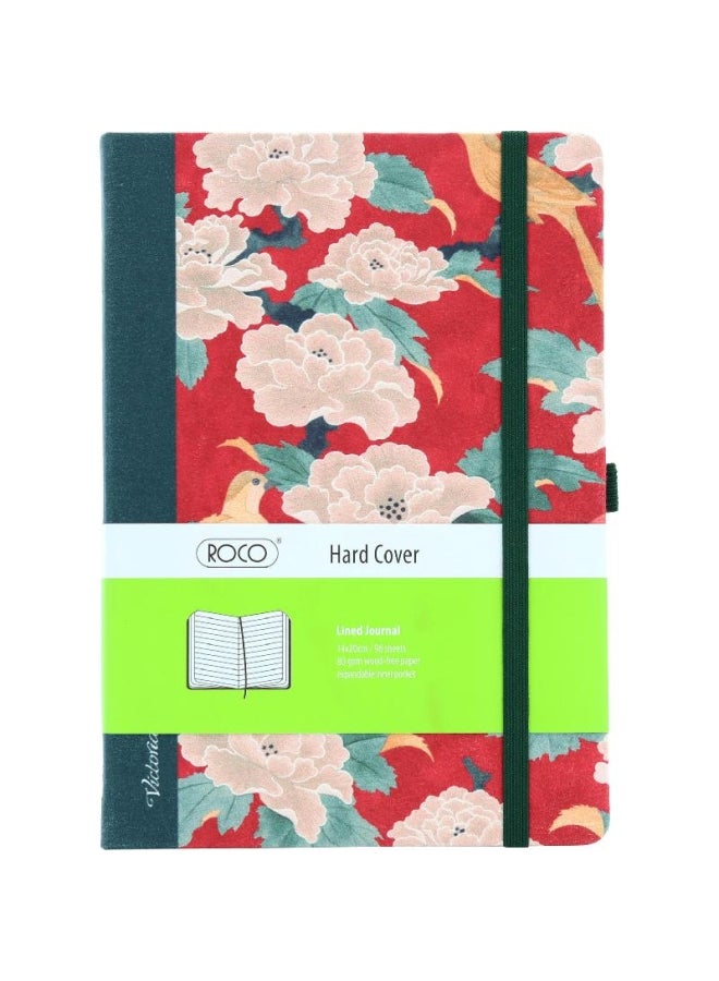 روكو دفتر ملاحظات مسطر بتصميم زهور ومزود بشريط مطاطي متعدد الألوان - Image 1