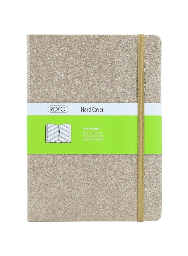 دفتر ملاحظات بورق مسطر وغلاف لامع ورباط مطاطي ذهبي