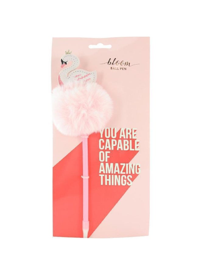 روكو ‎قلم جاف‎ بجزء علوي على شكل بجعة وردي