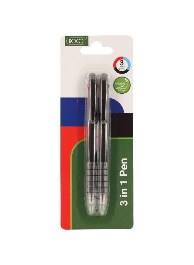 روكو مجموعة أقلام جيت 3 في 1 برأس كروي مكونة من قطعتين متعدد الألوان - Image 1