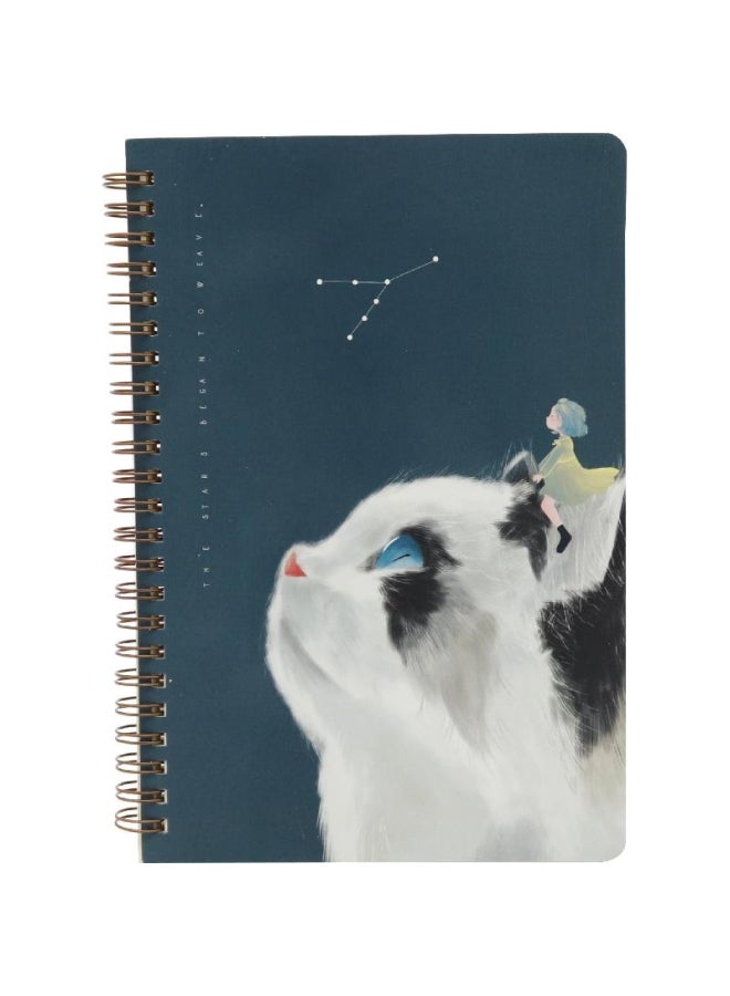 روكو دفتر ملاحظات مسطر بطبعة قطة مع فتاة رمادي - Image 1