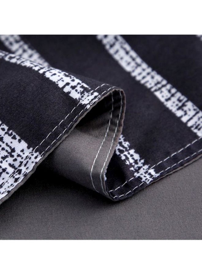 بيوينتي طقم سرير بطبعة مخططة مكون من 4 قطع بوليستر أسود/ أبيض Quilt Cover 150x200 cm, Bedsheet  200x230  cm, Pillowcase 48x74سم - Image 4