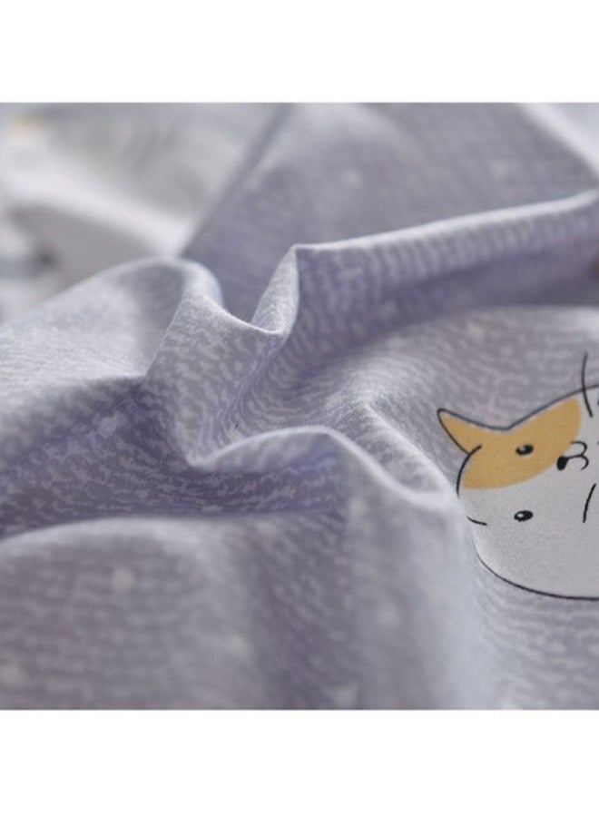 بيوينتي طقم شرشف سرير مزين بطبعة مكون من 4 قطع مختلط رمادي / أبيض / أصفر Quilt Cover 180x220 cm, Pillowcases 48x74 cm, Fitted Sheet 230x230سم - Image 4