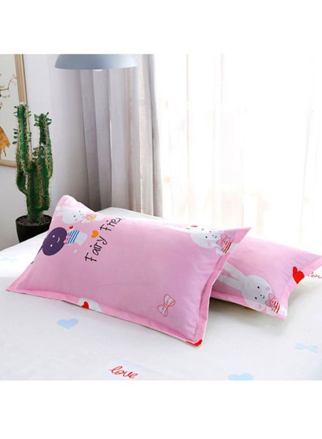 بيوينتي طقم شرشف سرير مكون من 4 قطع combination وردي/أبيض/ أزرق Quilt Cover 150x200 Cm, Bed Sheet 200x230 Cm, Pillow Cover 48x74سم - Image 2