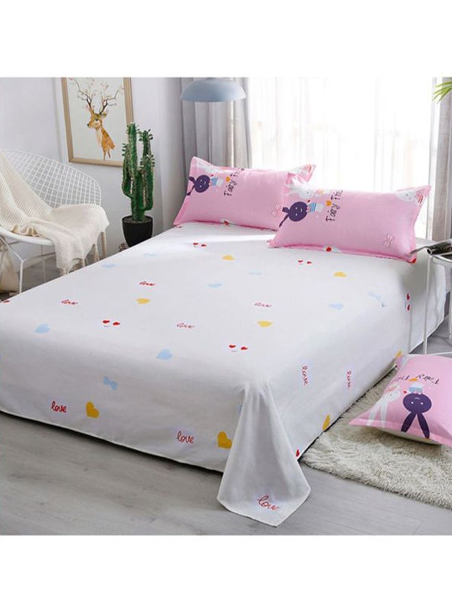 بيوينتي طقم شرشف سرير مكون من 4 قطع combination وردي/أبيض/ أزرق Quilt Cover 150x200 Cm, Bed Sheet 200x230 Cm, Pillow Cover 48x74سم - Image 3