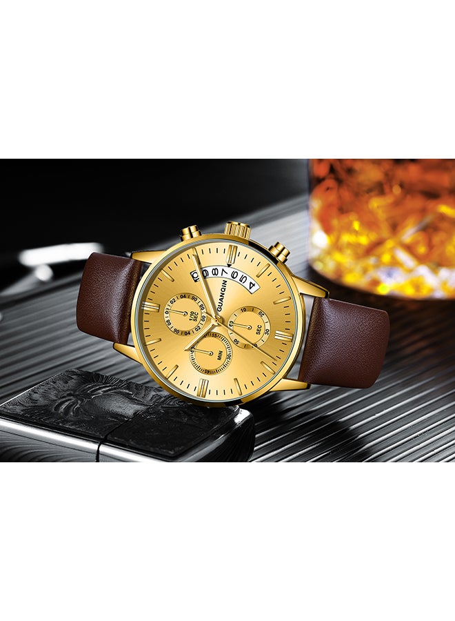 GUANQIN - Men's Left Three-Eye Chronograph Calender Leather Strap Watch GS19053020 - Image 1