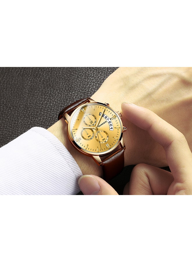 GUANQIN - Men's Left Three-Eye Chronograph Calender Leather Strap Watch GS19053020 - Image 1