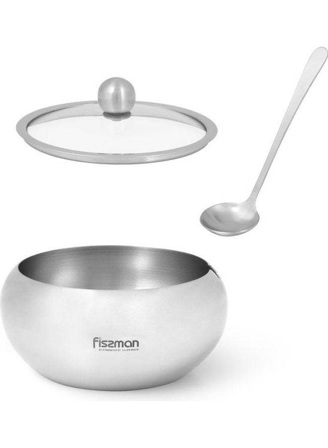 فيسمان وعاء سكر من الستانلس ستيل مزود بغطاء زجاجي وملعقة فضي 560ملليلتر - Image 1