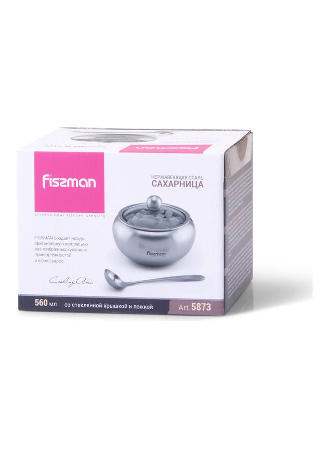 فيسمان وعاء سكر من الستانلس ستيل مزود بغطاء زجاجي وملعقة فضي 560ملليلتر - Image 2