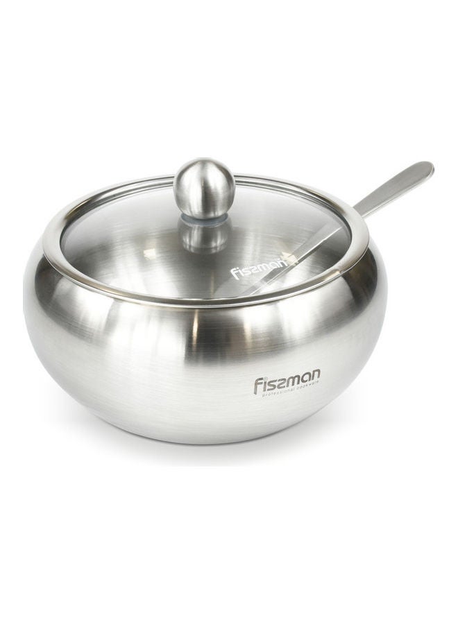 فيسمان وعاء سكر من الستانلس ستيل مزود بغطاء زجاجي وملعقة فضي 560ملليلتر - Image 3