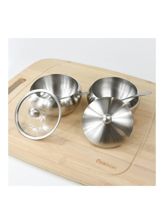 فيسمان وعاء سكر من الستانلس ستيل مزود بغطاء زجاجي وملعقة فضي 560ملليلتر - Image 4