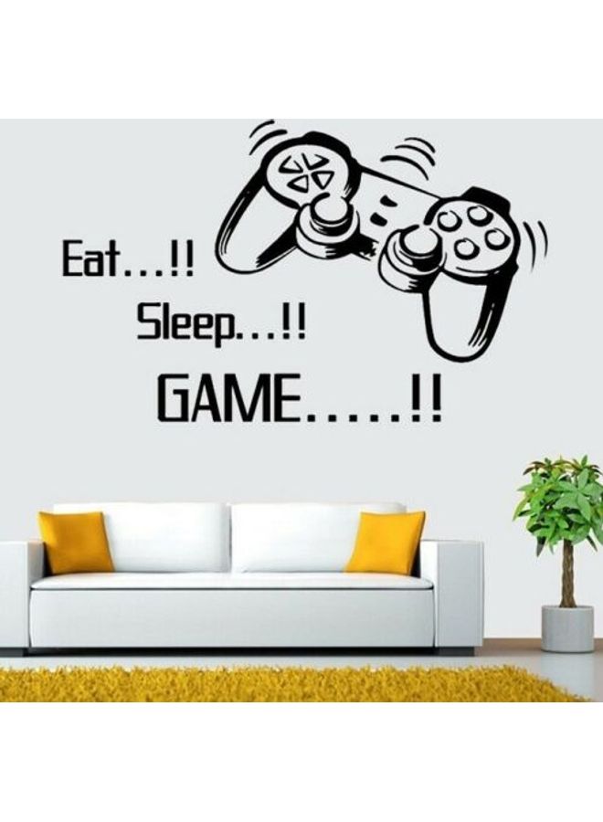 إربان تراندز ملصق جداري فني من الفينيل بتصميم ذراع تحكم لجهاز البلايستيشن وعبارة "Eat Sleep Game" أسود 