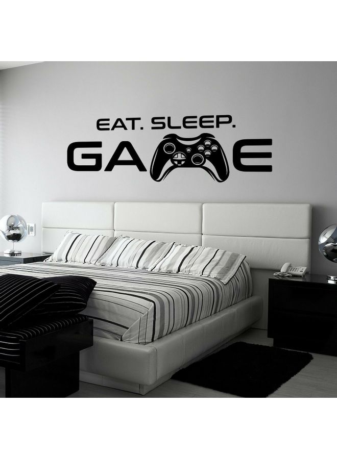 إربان تراندز ملصق جداري فني من الفينيل بتصميم ذراع تحكم لجهاز البلايستيشن وعبارة "Eat Sleep Game" أسود  - Image 1