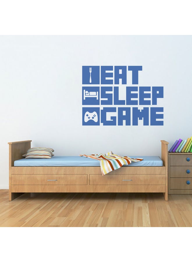 إربان تراندز ملصق جداري فني من الفينيل بتصميم ذراع تحكم لجهاز البلايستيشن وعبارة "Eat Sleep Game" أزرق 