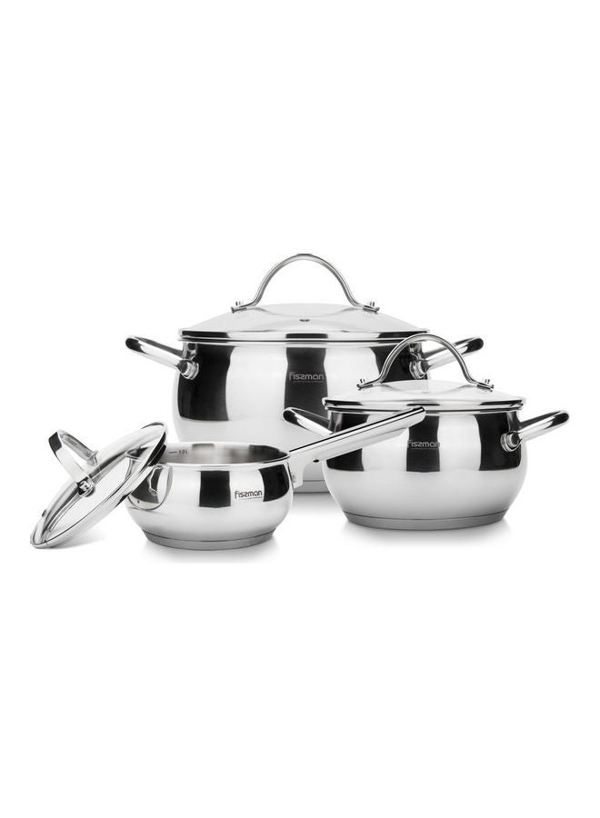 Fissman Cookware Set  Martinez Series 18/10 Stainless Steel Multi-Layered Induction Bottom 6pcs Silver  - Image 2