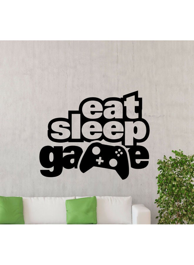 إربان تراندز ملصق جداري فني من الفينيل بتصميم ذراع تحكم لجهاز البلايستيشن وعبارة "Eat Sleep Game" أسود  - Image 1