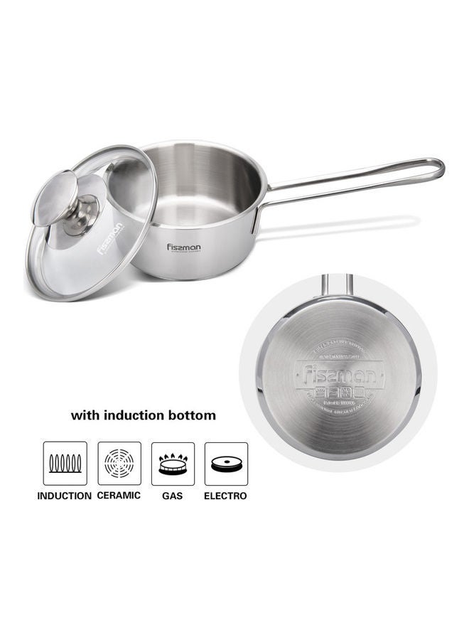 Fissman Stainless Steel Saucepan with Glass Lid Silver 12x6cm - Image 2