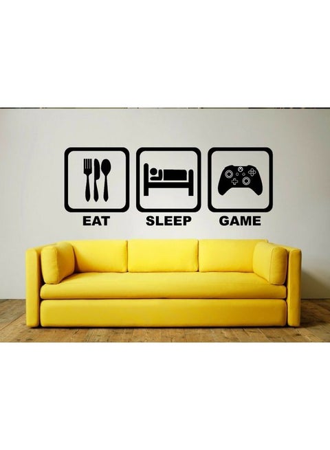 PlayStation Controller Eat Sleep Game Vinyl Wall Art Sticker Black