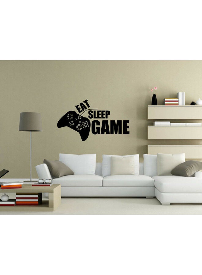 إربان تراندز ملصق جداري فني من الفينيل بتصميم ذراع تحكم لجهاز البلايستيشن وعبارة "Eat Sleep Game" أسود 