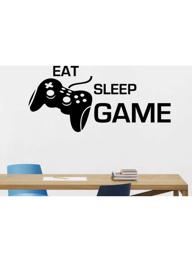 إربان تراندز ملصق جداري فني من الفينيل بتصميم ذراع تحكم لجهاز البلايستيشن وعبارة "Eat Sleep Game" أسود 