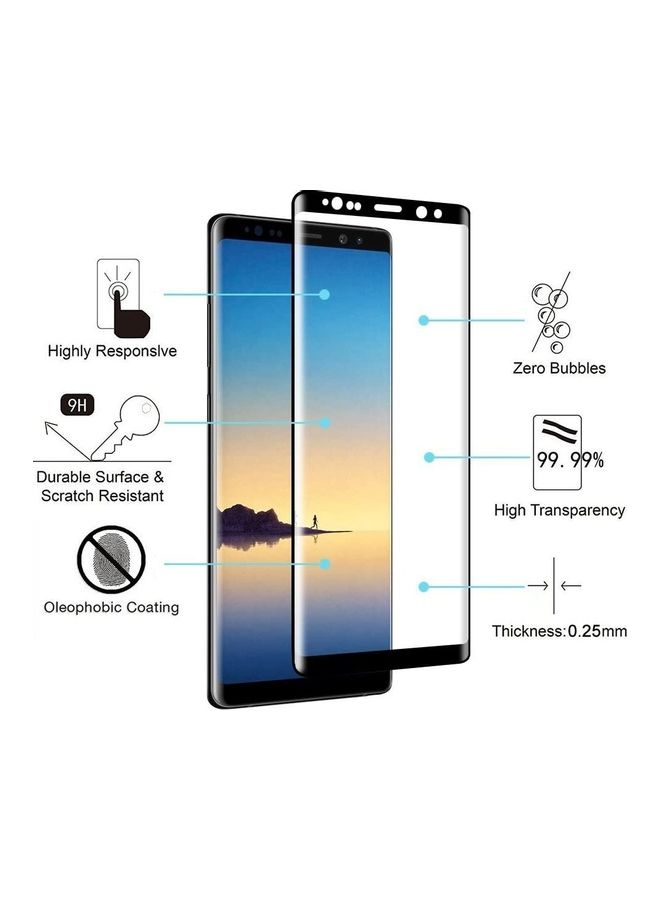 أي سي إس لاصقة حماية للشاشة مصنوعة من الزجاج المقوى لهاتف سامسونج جالاكسي Note9 أسود/شفاف - Image 2