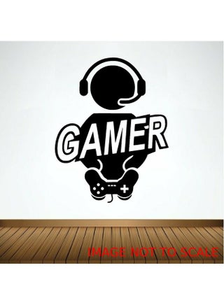 ملصق جداري فني بتصميم عبارة                                   "Gamer Man Gaming  " أسود/ أبيض - v1625029609/N48647351A_1