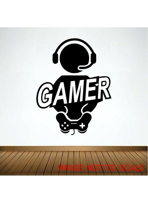 ملصق جداري فني بتصميم عبارة                                   "Gamer Man Gaming  " أسود/ أبيض