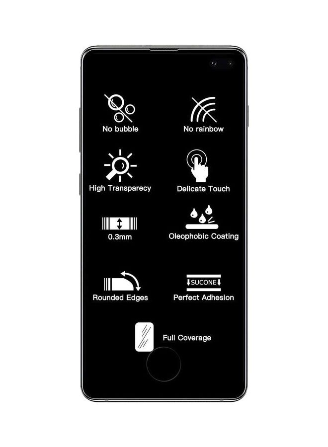 ICS Tempered Glass Screen Protector For Samsung Galaxy S10+ Black/Clear - Image 2