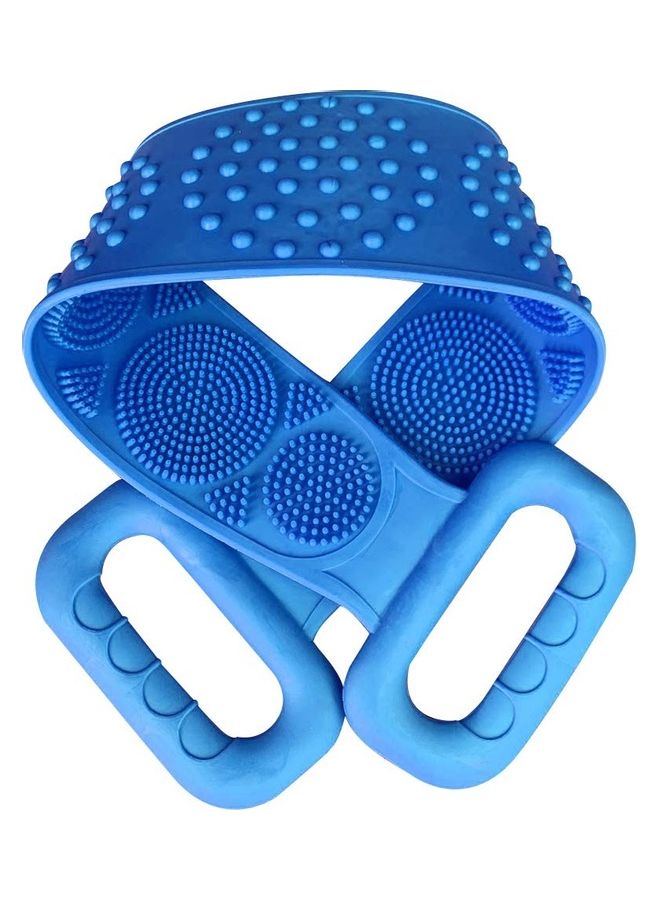 2-Piece Silicon Shower Body Massage Back Scratcher Blue 70cm