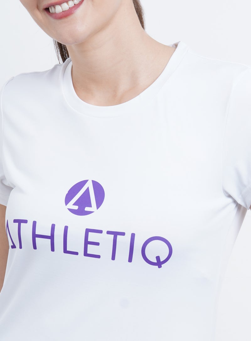 Athletiq - Stylish Casual T-Shirt White/Purple - Image 1