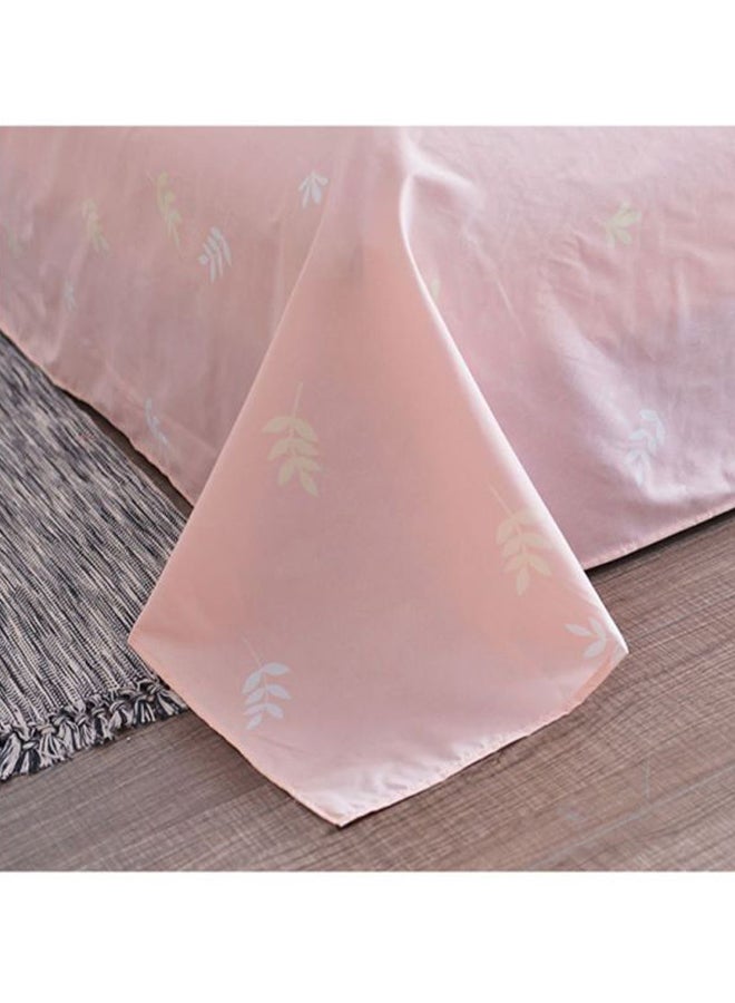 بيوينتي طقم أغطية سرير بطبعة ورقة شجر مكون من 4- قطع بوليستر أزرق وردي Quilt Cover 150x200 Cm, Bed Sheet 180x220 Cm, Pillow Cover 48x74سم  - Image 4