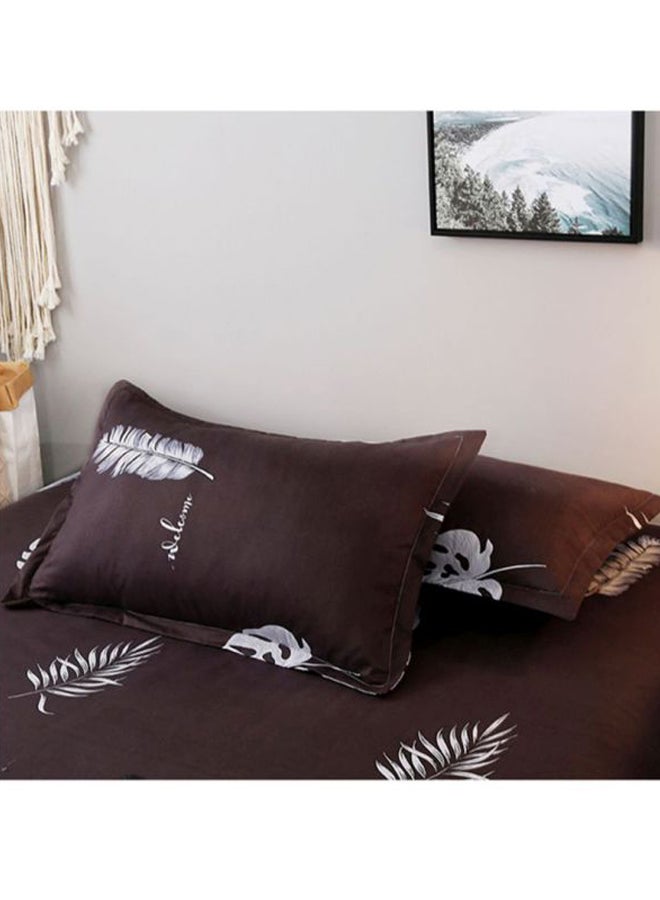 Beauenty 4-Piece Bedding Set combination Brown/White Quilt Cover 150x200 cm, Pillow Cover 48x74 cm, Fitted Sheet 230x200cm - Image 2