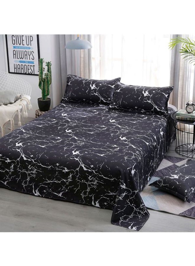 بيوينتي طقم سرير بطبعة رخامية مكون من 4 قطع بوليستر أسود/ أبيض Quilt Cover 180x220 Cm, Bed Sheet 230x230 Cm, Pillow Cover 48x74سم  - Image 3