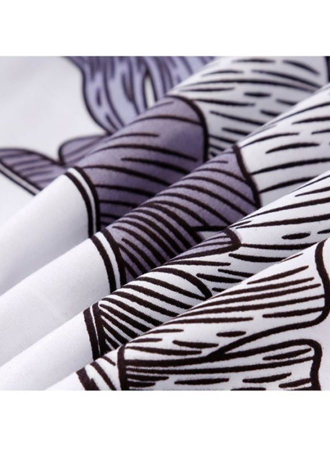 بيوينتي طقم أغطية سرير بطبعة ورقة شجر مكون من 4- قطع مختلط أبيض/رمادي Quilt Cover 200x230 cm, Bedsheet 230x230 cm, Pillowcase 48x74سم - Image 4