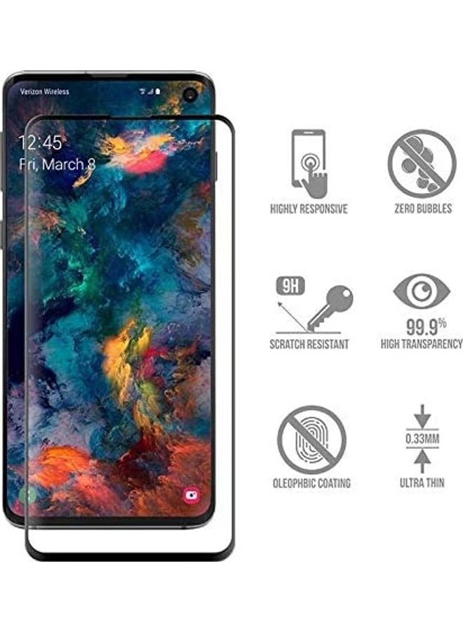 ICS Tempered Glass Screen Protector For Samsung Galaxy S10+ Black/Clear - Image 2