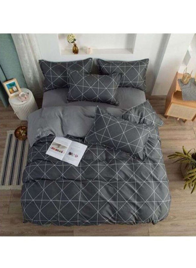 بيوينتي طقم غطاء لحاف مطبّع مكون من 4 قطع مختلط أسود/ أبيض Duvet Cover 150x200 cm, Pillow Cover 48x74 cm, Fitted Sheet 230x200سم - Image 1
